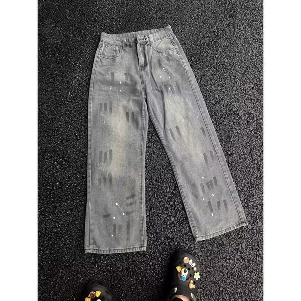 Men's Clothing Summer Design Splatter Painted Denim Jeans Loose Straight Leg Trousers For Men High Street Casual Fashion_mkmklike.com