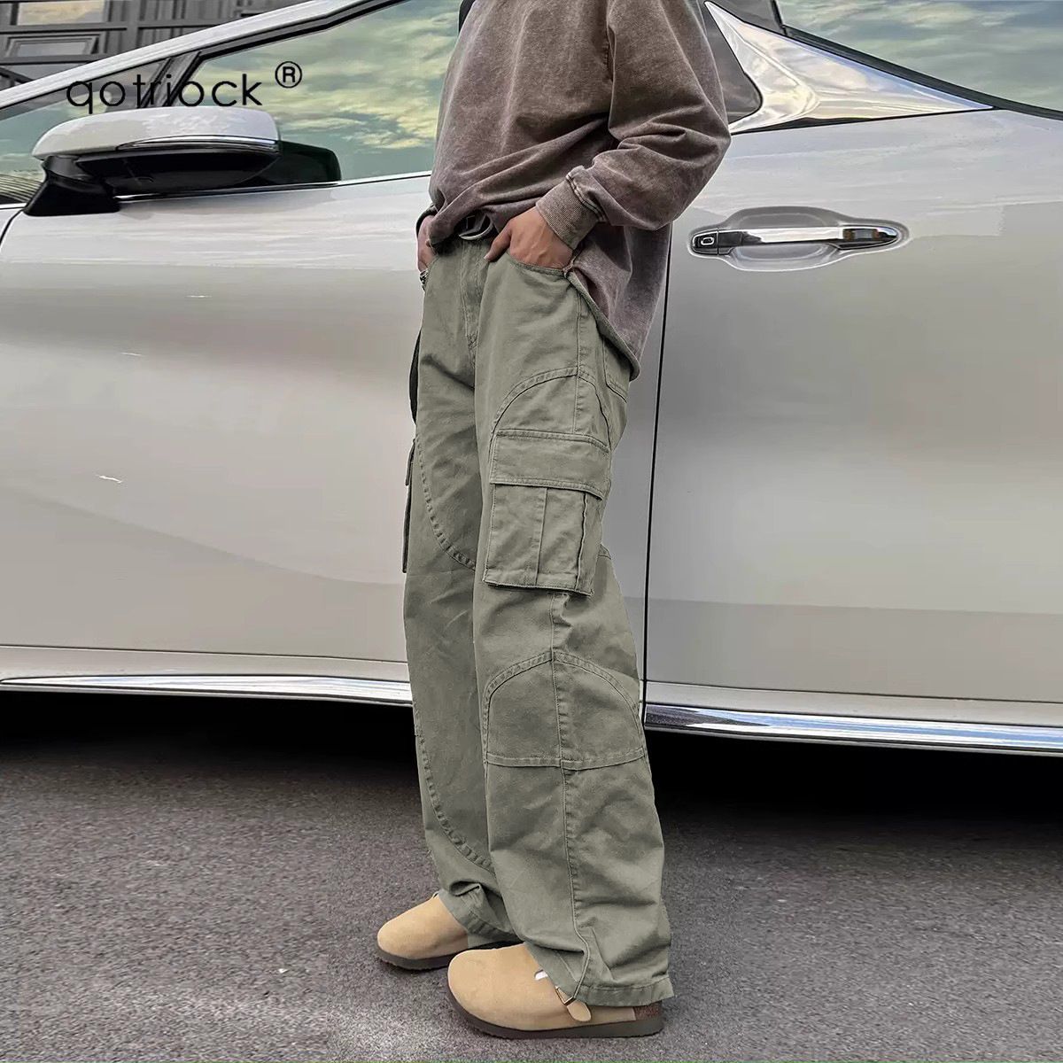 American Style Multi Pocket Work Men's Spring And Autumn Fashion Design, Loose Casual Pants, Cleanfit Straight Leg Pants_mkmklike.com