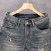Men's Clothing Summer Casual Ripped Denim Shorts Washed Yellow Straight Leg Loose Fit Trendy Five-Point Pants_mkmklike.com