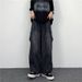 Vintage Loose Fit Cargo Jeans Retro Washed Denim Oversized Pockets Comfortable Dad Pants for Men And Women_mkmklike.com