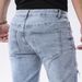 Men's Light Blue Stretch Denim Jeans Midweight Distressed Bicycle Trousers Street Style Mid Waist Polyester_mkmklike.com