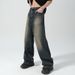Retro And Old Jeans Men's Ins Trendy Brand Japanese Ruffian Handsome Wide-leg Dad Pants High Street Versatile Loose Straight Pants_mkmklike.com