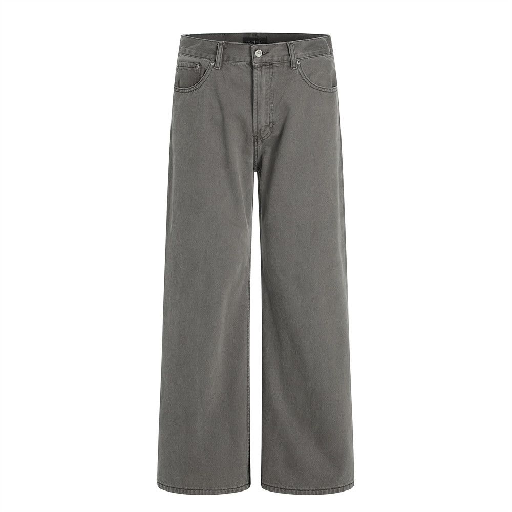 Distressed Washed Loose Jeans Punk American Style Straight Long Men's Simple Versatile Wide-Leg Dad Pants_mkmklike.com