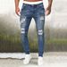 Men's Clothing European And American Men's Pants, Ripped White, Slim Fit, Denim Pants, Fashion, Small Leg Pants, Men's Hot Style_mkmklike.com
