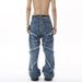 Men's Clothing Streetwear Distressed Washed Straight-Leg Jeans | High-Waisted Relaxed Fit | Vintage Blue Denim For Men & Women_mkmklike.com