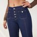 Women's Clothing Buttoned Up Slim Fit Bootcut Jeans For Women High Waisted Spliced trousers_mkmklike.com