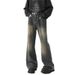 Straight Tube Micro Flared Jeans For Men, Trendy Brand American Washed Long With A Vintage Design, Casual Wide Leg Pants_mkmklike.com