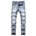 Stretch Slim-Fit Jeans For Men – Retro Motorcycle Riding Pants With Utility Pockets (Navy Blue, 30-38)_mkmklike.com