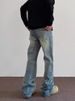 Men's Casual Loose Straight Leg Flared Washed Blue Jeans Retro Whisker Bamboo Pattern Versatile Trousers_mkmklike.com