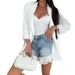 Women's Denim Shorts With Lace Trim – Straight Cut, Relaxed Fit, Summer Casual & Stylish_mkmklike.com