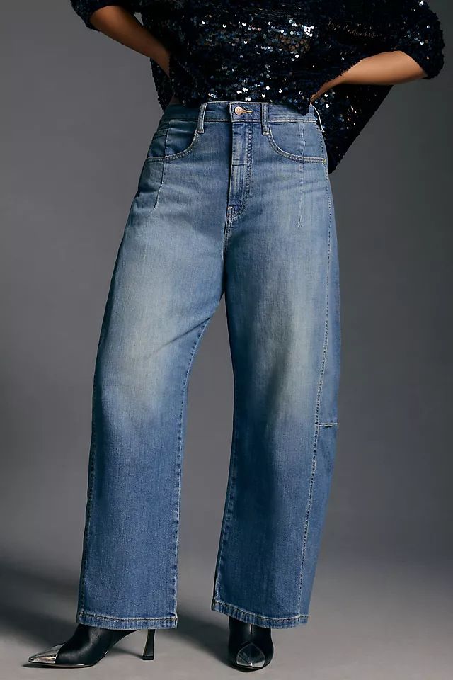Women's High-Waisted Flared Jeans | Vintage Washed Denim | Loose Fit Wide Leg Pants For Everyday Comfort_mkmklike.com