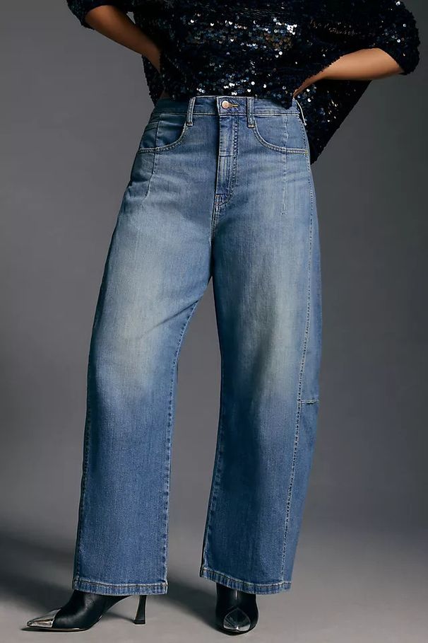 Women's High-Waisted Flared Jeans | Vintage Washed Denim | Loose Fit Wide Leg Pants For Everyday Comfort_mkmklike.com