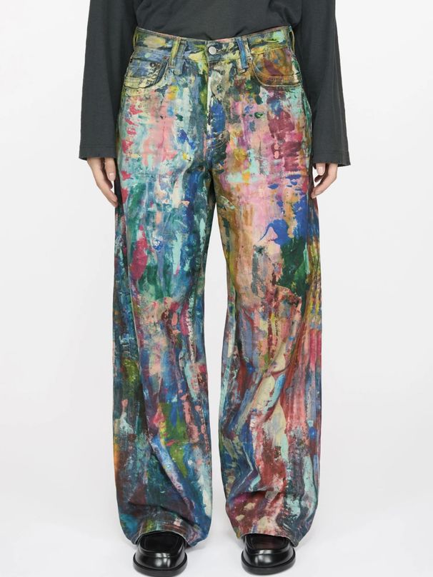 Women's Clothing Color Printing Ink Painting Palette Wide Leg Jeans Casual Pants Men And Women's Same Style_mkmklike.com