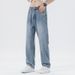 Tencel Jeans Men's Straight Loose Harlan Trendy Brand Retro Washed Lyocell Drape Trousers Wide Legs American Style_mkmklike.com
