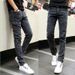 Men's Clothing Jeans Men's Spring And Autumn Trendy Brand Elastic Slim Fit Slim Feet 2022 Men's Black Trendy Autumn Long Pants Men_mkmklike.com