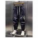 Men's Trendy Stretchy Jeans Elastic Waist Drawstring Distressed Oversized Slimming Harem Style Blue Low Waist Long Polyester_mkmklike.com