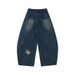 Loose Fit Scimitar Jeans For Men, Vibe Trendy Zipper Detachable Design With Patch Embroidery Wide-Leg Pants_mkmklike.com