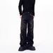 Men's Retro Distressed Denim Jeans High End Wide Leg Loose Street Style With Whiskers And Studded Details New Style_mkmklike.com