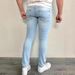 Summer New Men's Slim Fit Ripped Jeans Light Blue Mid Waist Casual Long Pants Cotton Standard Thickness Zipper Fly Slight Stretch_mkmklike.com