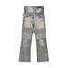 Men's Clothing Trend Micro Flared Jeans Men's Patch Pocket Split Patchwork Washed Wide-leg Pants_mkmklike.com