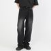 Korean Style Distressed Washed Wide Leg Jeans For Men, Loose Fit Straight Denim Pants, Retro Vintage Slimming Casual Trousers_mkmklike.com