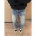 Men's Distressed Washed Denim Jeans – Straight Fit, Mid-Rise, Clean Aesthetic, Light Stretch (M-Xxl, Classic Blue)_mkmklike.com