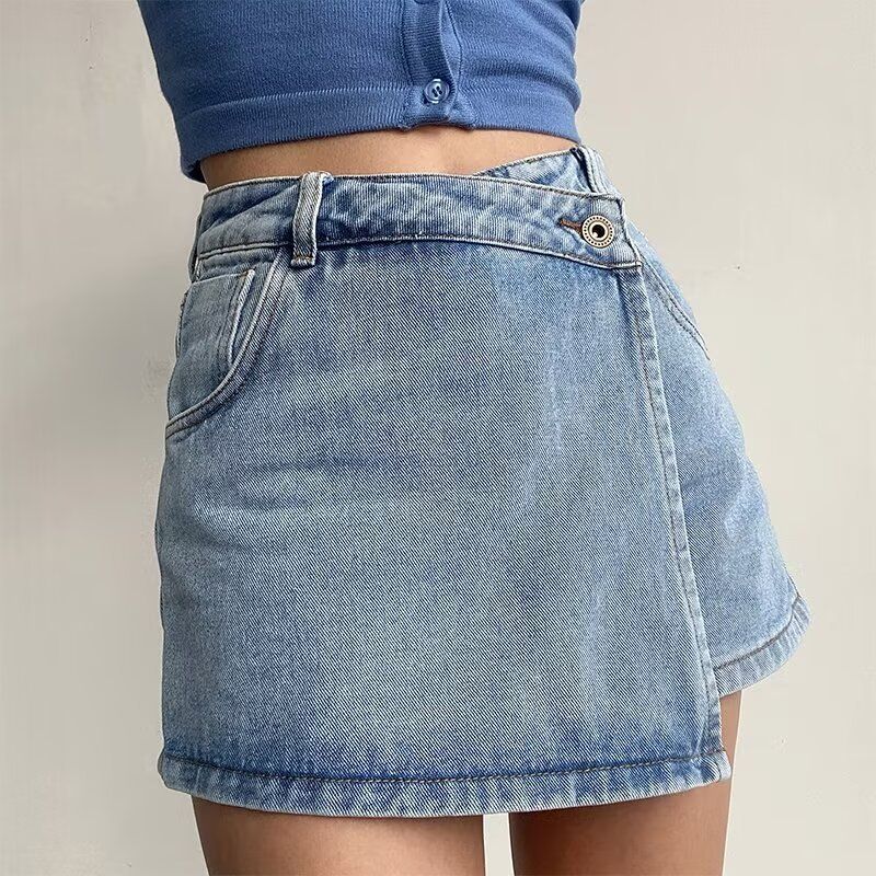 Women's Clothing High Waisted Button Denim Mini Skirt Women's Bodycon Stretchy Shorts Spring Summer Hot Girl Fashion_mkmklike.com