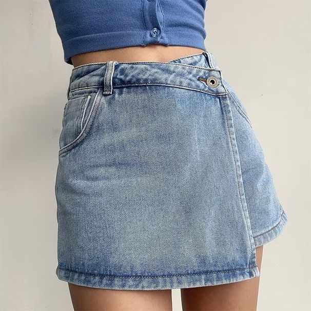 Women's Clothing High Waisted Button Denim Mini Skirt Women's Bodycon Stretchy Shorts Spring Summer Hot Girl Fashion_mkmklike.com
