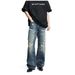 Men's Vintage Washed Distressed Patchwork Denim Jeans - Straight Leg Relaxed Fit With Ripped Details & Cat Whiskers (Blue, S-3xl)_mkmklike.com