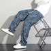 Men's Checkered Jeans - Retro American Style Wide Leg Loose Fit Straight Pants For Big & Tall, Summer & Autumn Casual Trousers_mkmklike.com