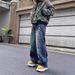 Men's Retro High Street Style Pleated And Studded Jeans Loose Fit Slimming Straight Leg Wide Leg Pants American Fashion_mkmklike.com