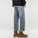 New Spring Jeans Men's Harlan Loose Trendy Brand American Retro Washing Double Craft Medium Waist Large Size Youth Embroidery_mkmklike.com