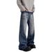 Men's Clothing American High Street Vibe Style Retro Washed Cat Whisker Distressed Jeans Men's Trendy Straight Loose Pleated Trousers_mkmklike.com