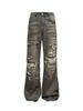 Men's Distressed Black Washed Jeans - Ripped Straight Leg Denim Pants With Oil Stains & Comfort Fit (Sizes 28-36)_mkmklike.com