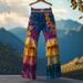 Women's Retro Print High-Waisted Slimming Jeans Faux Denim Style Comfortable Casual Leg Lengthening Effect_mkmklike.com