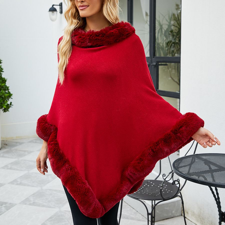 Women's Clothing 2023 autumn and winter new women's clothing shawl tassel cape fur collar pullover sweater women_mkmklike.com