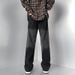 Nordmann Black Gradient Jeans For Men, Autumn And Winter Vintage Washed Casual Pants, American Style Loose Straight Versatile_mkmklike.com