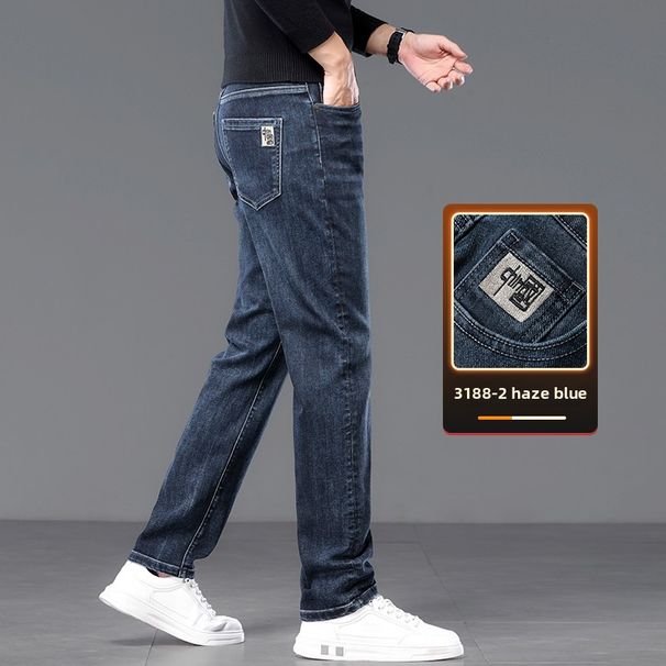 Straight Jeans Men's Thickened Slim-fitting Trousers Casual Trousers Men's_mkmklike.com