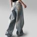 2026 Spring New Arrival Men's Loose Straight Denim Pants, Korean Dongdaemun Vintage Washed Wing Print Design Casual Jeans_mkmklike.com