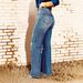 Distressed High-Waisted Stretch Jeans For Women - Comfortable Straight Leg Denim Pants With Button Details_mkmklike.com
