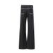 Men's Straight Leg Loose Fit Black Raw Denim Jeans High Street Style Thorn Embroidery Trendy Flared Pants_mkmklike.com