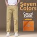 Men's High-End Stretch Slim Fit Straight Leg Casual Pants Anti-Wrinkle 2024 Seven Color Options for Spring Autumn All Seasons_mkmklike.com