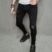 Men's Clothing Casual Ripped Slim Fit Denim Small Feet Personalized Trend Jeans_mkmklike.com