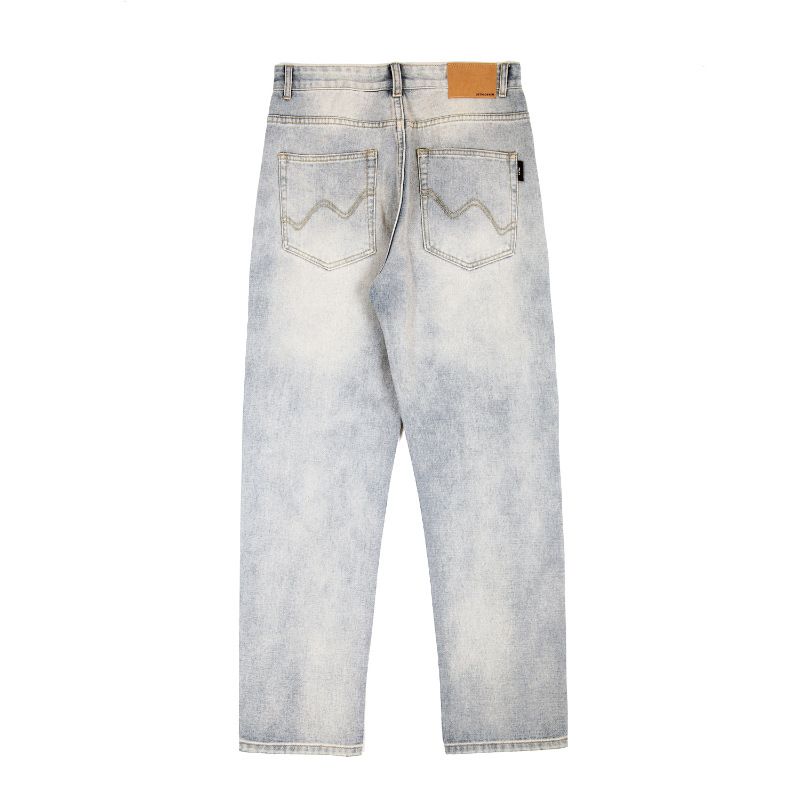 Men's Straight Leg Jeans For Autumn - Comfortable Casual Denim Pants With Embroidered Pocket, Versatile For Daily Wear_mkmklike.com