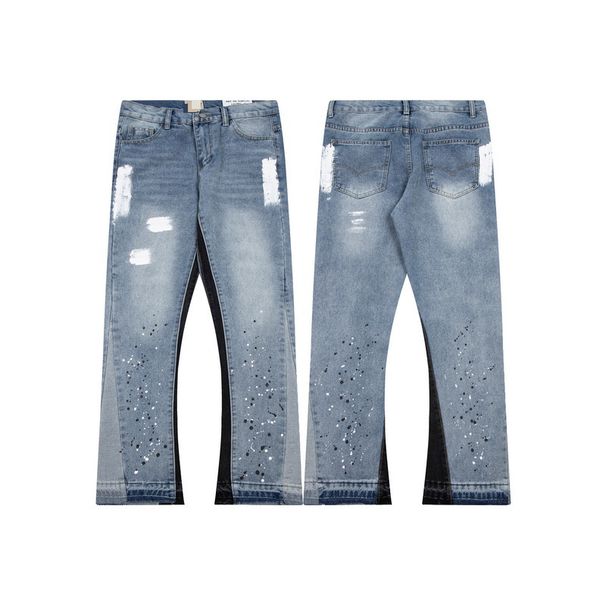 High Street Net Red Ink Splash Print Trousers Washed Jeans_mkmklike.com