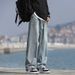 Men's Retro Washed Whiskered Jeans - Fleece Lined Loose Straight Leg Casual Pants For Autumn & Winter_mkmklike.com
