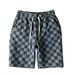 Men's Clothing Washed Denim Shorts Youth Trendy Mid Length Pants Loose Beach Plaid Shorts Men_mkmklike.com