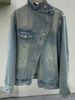Women's Clothing Designer Asymmetrical Button Denim Jacket For Women, Casual Oversized Coat With Stand Collar, Trendy Streetwear Top_mkmklike.com