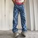 Pulse Men's Washed Jeans European And American Style Personalized Diamond Pattern Printed Straight Casual Pants SU2548_mkmklike.com