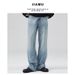 Men's Clothing High Street Light Blue Baggy Jeans Loose Flared Jeans For Men And Women Straight Slim And Versatile_mkmklike.com